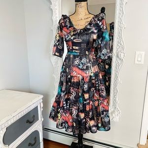 SALE New York Couture Limited Edition Vintage Printed Ruffle Maxi Dress